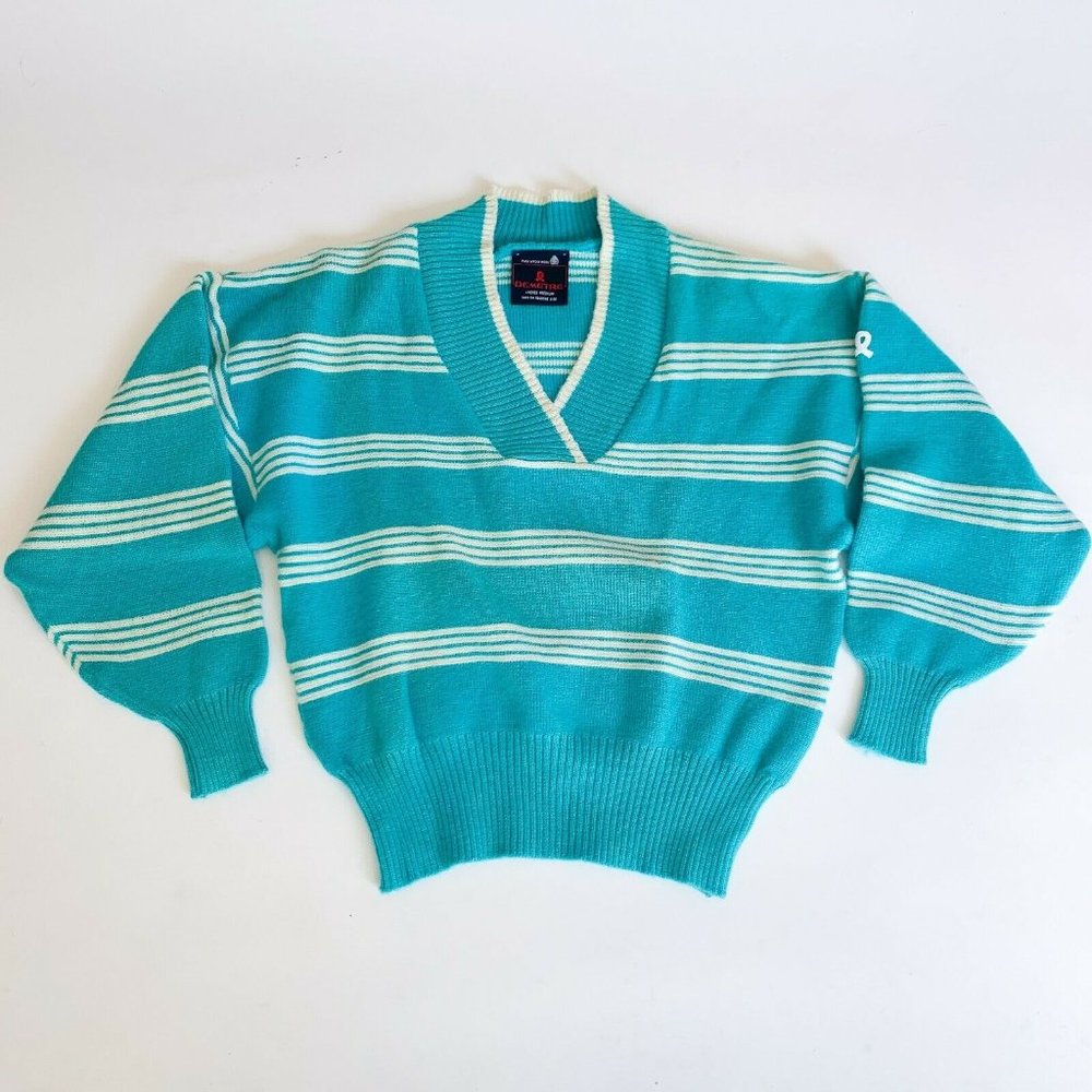Vintage Demetre Virgin Wool Cowl Stripe Sweater M